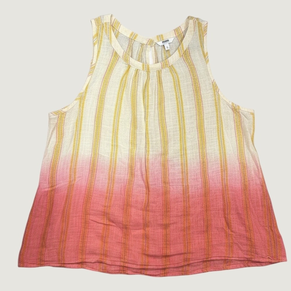 Pink Ombre Tank Womens L Striped Cotton Sleeveless Lightweight Boho Western